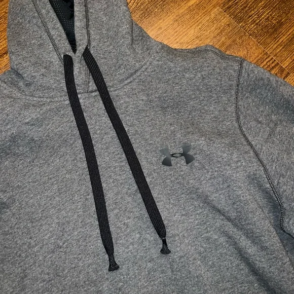 Under Armour Cold Gear Charcoal Gray Fitted Long Sleeve Fleece Hoodie Size L - Picture 6 of 7